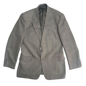Alfani Blazer Sport Coat Mens 42 Brown Gray Wool Silk Blend Checked Two Button
